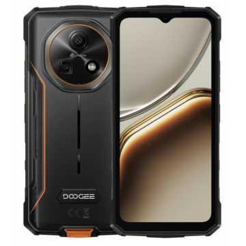 Telefon mobil DOOGEE Fire 7, Portocaliu, 5G, 6.6   HD+ IPS, 16GB RAM(4GB+12GB Extensibili), 256GB ROM, 64MP, Android 15, Dimensity 6300, Difuzoare duble, NFC, OTG, Face ID, 13000mAh, 18W, Dual SIM