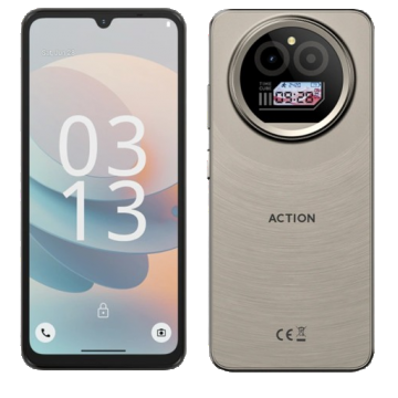 Telefon mobil F150 Action A5 Pro Gri, 4G, Ecran Dual 6.88   HD+, 8GB RAM (3GB + 5GB extensibil), 256GB, Camera 16MP, Android 15 Go, Octa-Core, 5100mAh, Dual SIM