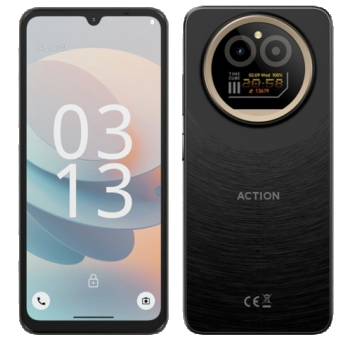 Telefon mobil F150 Action A5 Pro Negru, 4G, Ecran Dual 6.88   HD+, 8GB RAM (3GB + 5GB extensibil), 256GB, Camera 16MP, Android 15 Go, Octa-Core, 5100mAh, Dual SIM