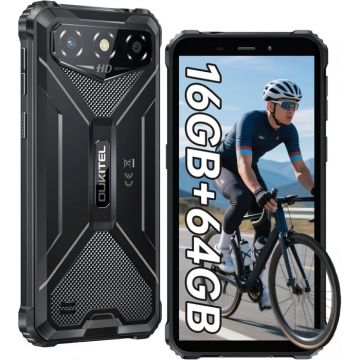 Telefon Mobil Oukitel G3, Negru, 4G, Ecran Waterdrop HD+ de 6  , 16GB RAM(4GB + 12GB Extensibili), 64GB ROM, 13MP, Android 14, MT6762, Face ID, Buton Personalizabil, 6300mAh, 10W, Dual SIM
