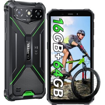 Telefon Mobil Oukitel G3, Verde, 4G, Ecran Waterdrop HD+ de 6  , 16GB RAM(4GB + 12GB Extensibili), 64GB ROM, 13MP, Android 14, MT6762, Face ID, Buton Personalizabil, 6300mAh, 10W, Dual SIM