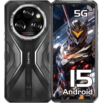 Telefon Mobil Oukitel WP55, Negru, 5G, 6.6   FHD+ 120Hz, 36GB RAM (12GB+24GB Extensibil), 256GB ROM, Android 15, Dimensity 7025, 108MP+32MP, NFC, Face ID, 11000mAh, 33W, Dual SIM