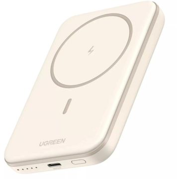 Ugreen Baterie externa Ugreen PB560, 5000mAh, 15W, magnetica, USB Type-C input/output, compatibila MagSafe, bej