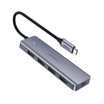 Adaptor multifunctional UGREEN 4-in-1 USB C CM219, 4 x USB 3.0 A, Gri