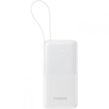 BASEUS Baterie externa Baseus Bipow 2 20000 mAh, Digital Display, cu cablu USB-C incorporat, 20W, Alb