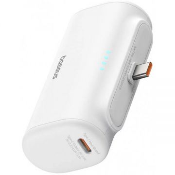 BASEUS Baterie Externa Baseus Compact, 5000mAh, 20W, PD, 2 x USB-C, Alba P10068306213-00