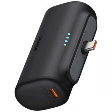 BASEUS Baterie Externa Baseus Compact, 5000mAh, 20W, PD, 2 x USB-C, Neagra P10068306113-00