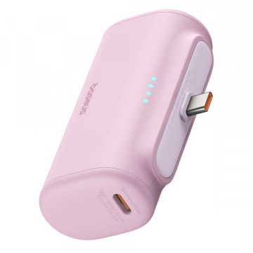 BASEUS Baterie Externa Baseus Compact, 5000mAh, 20W, PD, 2 x USB-C, Roz P10068306413-00