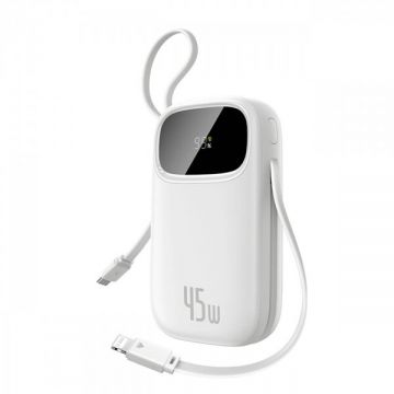 BASEUS Baterie Externa Baseus EnerFill FC31, 20000mAh, 45W, QC + PD, 1 x Lightning - 1 x USB-A - 2 x USB-C, Alba E0028D01