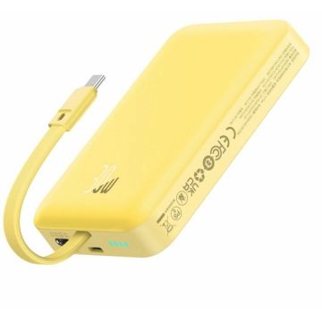 BASEUS Baterie externa Baseus Magnetic Mini Wireless, 10000mAh 30W, Incarcare rapida, USB-C, Galben