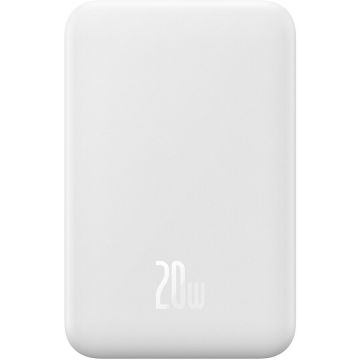 BASEUS Baterie externa Baseus Magnetic Mini Wireless, 20000mAh, Incarcare rapida, 20W, cablu USB-C inclus, Alb