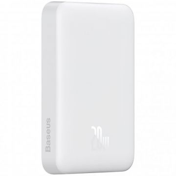 BASEUS Baterie Externa Wireless Baseus Magnetic Mini, 10000mAh, 20W, PD + FQI, 1 x QI - 1 x USB-C, Alba P10059001223-00