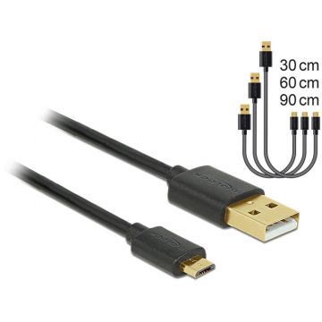 Delock Delock Data and Fast Charging Cable USB 2.0 A-male>Micro-B-male,3 pieces set black