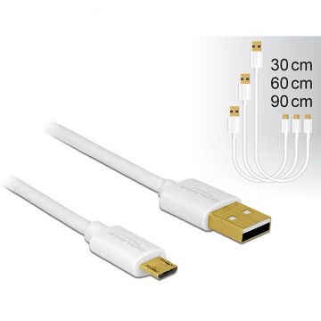 Delock Delock Data and Fast Charging Cable USB 2.0 A-male>Micro-B-male,3 pieces set white