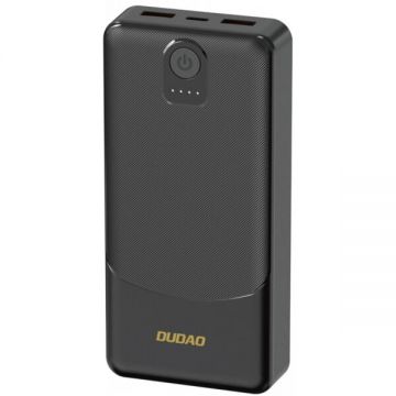 Dudao Baterie Externa Dudao K10, 10000mAh, 12W, 2 x USB-A, Neagra