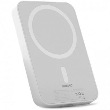 Dudao Baterie Externa Wireless Dudao K26, 10000mAh, 20W, PD + FQI, 1 x QI - 1 x USB-C, Alba