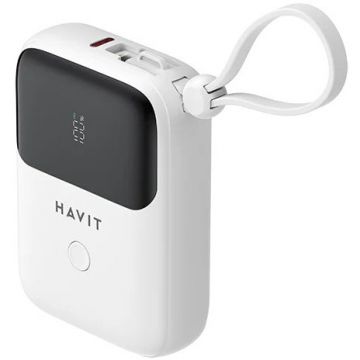 HAVIT Power bank Havit PB5215, 10000 mAh, 2 porturi USB tip C, Alb HAVIT Power bank Havit PB5215, 10000 mAh, 2 porturi USB tip C, Alb