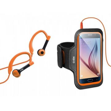 LG Kit sport SBS Armband cu casti pentru LG G4, marime XL, Negru-Portocaliu