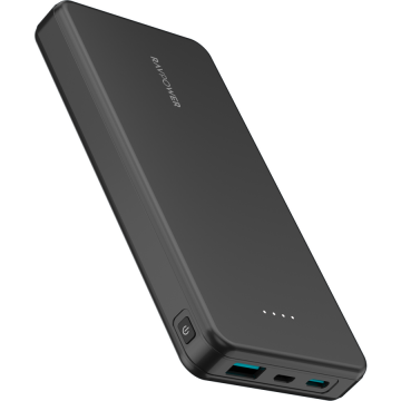 RAVPOWER Baterie externa RavPower RP-PB1215, 10.000 mAh, 15W, USB-C, USB-A, microUSB, Negru