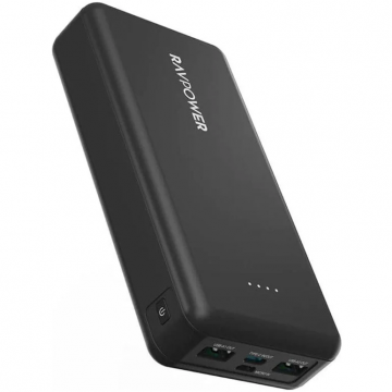 RAVPOWER Baterie externa RavPower RP-PB1216, 20.000 mAh, 15W, 4 porturi, Negru