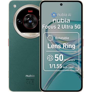 Smartphone ZTE nubia Focus 2 Ultra, 512GB, 20GB RAM (8GB + 12GB extensibili), Dual SIM, 5G, 4-Camere, Forest Green Smartphone ZTE nubia Focus 2 Ultra, 512GB, 20GB RAM (8GB + 12GB extensibili), Dual SIM, 5G, 4-Camere, Forest Green