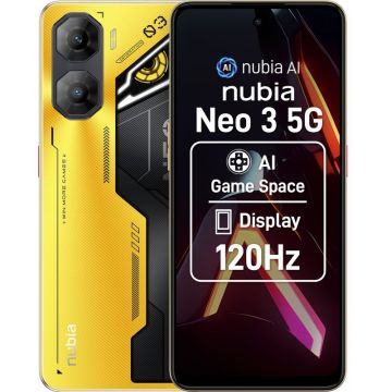 Smartphone ZTE nubia NEO 3 5G, Ecran 120Hz, 256GB, 20GB RAM (8GB + 12GB extensibili), Dual SIM, Tri-Camera, Titanium Gold Smartphone ZTE nubia NEO 3 5G, Ecran 120Hz, 256GB, 20GB RAM (8GB + 12GB extensibili), Dual SIM, Tri-Camera, Titanium Gold