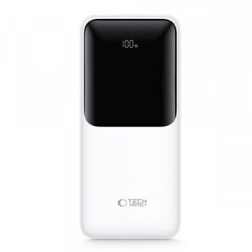 Tech-Protect Baterie Externa Tech-Protect PB01, 10000mAh, 22.5W, QC + PD, 1 x USB-C - 2 x USB-A, Alba