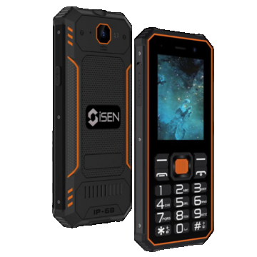 Telefon mobil iSEN F1 4G, Portocaliu, 2.4   LCD, 0.3MP spate + 0.08MP fata, 48MB RAM, 128MB ROM, Mocor OS, Unisoc T107, IP68, QWERTY, Lanterna, 2500mAh, Dual SIM