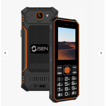 Telefon mobil iSEN F1 4G, Portocaliu, 2.4   LCD, 0.3MP spate + 0.08MP fata, 48MB RAM, 128MB ROM, Mocor OS, Unisoc T107, IP68, QWERTY, Lanterna, 2500mAh, Dual SIM