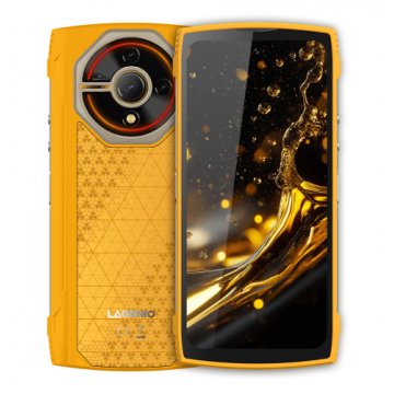 Telefon Mobil LAGENIO Panther 2 Pro, Galben, 4G, 6.7   HD+ 120Hz, 24GB RAM (8GB + 16GB Extensibili), 256GB ROM, 50MP, Android 15, Unisoc T7250, Lumini RGB, NFC, OTG, 5150mAh, 18W, Dual SIM
