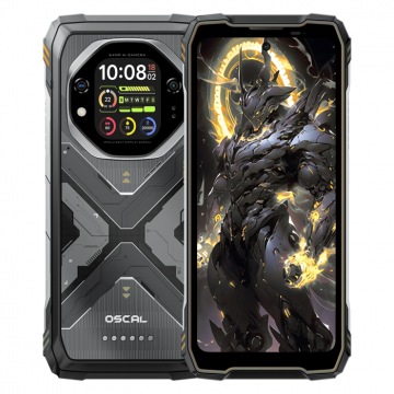 Telefon mobil Oscal Tank 1, Negru, 5G, 6.78   IPS, 24GB RAM (12GB + 12GB Extensibili), 256GB ROM, DokeOS 4.2, Dimensity 7050, Ecran spate 2.01  , Night Vision, NFC, AI Apps, 20000mAh, 55W, Dual SIM