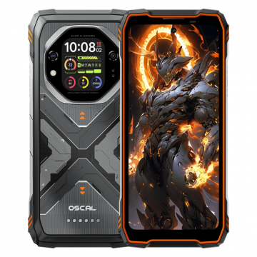 Telefon mobil Oscal Tank 1, Portocaliu, 5G, 6.78   IPS, 32GB RAM (16GB + 16GB Extensibili), 512GB ROM, DokeOS 4.2, Dimensity 7050, Ecran spate 2.01  , Night Vision, NFC, AI Apps, 20000mAh, 55W, Dual SIM