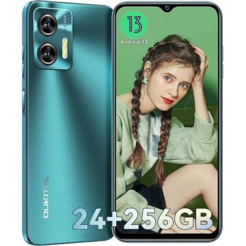 Telefon mobil Oukitel C35 Green, 4G, IPS 6.56   HD+, 24GB RAM (12GB + 12GB extensibili), 256GB ROM, Android 13, T616 Octa cores, 5150mAh, NFC, OTG, Dual SIM