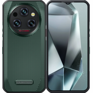 Telefon mobil Oukitel WP35, verde, 5G, ecran de 6.6   2.4K, 24GB RAM (8GB+16GB extensibili), 256GB ROM, Android 14, MediaTek Dimensity 6100+, 64MP+32MP, NFC, Face ID, baterie de 11000mAh, Dual SIM