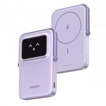 Ugreen Baterie Externa Wireless UGREEN PB571 Uno, 5000mAh, 20W, PD + FQI, 1 x QI - 1 x USB-C, Mov