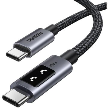 Ugreen Cablu Ugreen Uno USB-C la USB-C 100W, Super Fast Power Delivery, Led Display, 1m, Negru