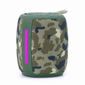 Boxa Portabila SPK-BT-LED-03-CM Baterie 1200mAh microSD USB Radio FM Iluminare LED BT 5.1 RMS 5W Verde Camuflaj