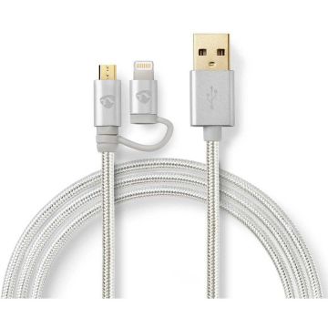 Cablu de Alimentare si Sincronizare 2 in 1 MicroUSB si Apple Lightning 1m Gri