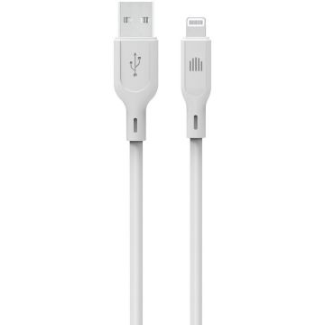 Cablu de Date USB-A la Lightning Silicon 1.25m Alb