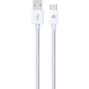 Cablu de Date USB-A to USB-C Nylon Textil 1.25m Alb
