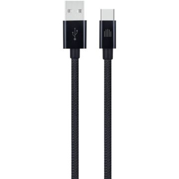 Cablu De Date USB-A to USB-C Nylon Textil 1.25m Negru