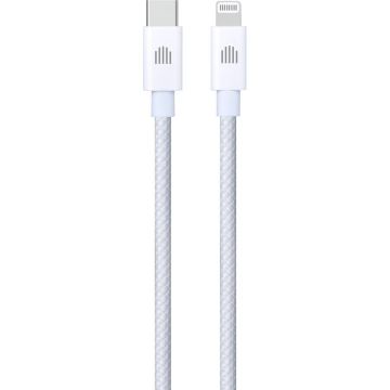 Cablu de Date USB-C to Lightning Nylon Textile 1.25m Alb
