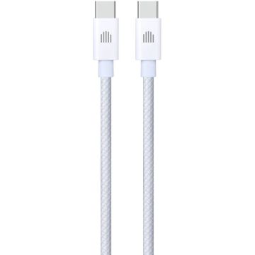 Cablu de Date USB-C to USB-C Nylon Textile 1.25m Alb