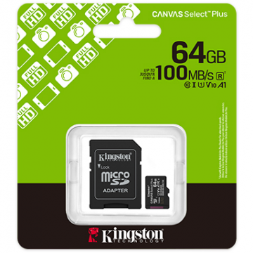 Card Canvas Select Plus Gen3 64GB MicroSDXC Clasa 10 + Adaptor