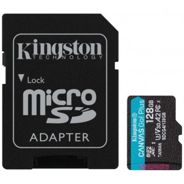 Card microSDXC Canvas Go! Plus Gen4 128GB A2 U3 V30 + Adaptor