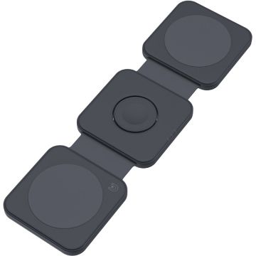 Incarcator 3-in-1 Wireless Magnetic Pliabil Negru