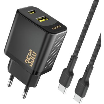 Incarcator A27 MaxC, 1x USB-C, 1x USB-A, 35W, Cablu USB-C 1m inclus, Negru Incarcator A27 MaxC, 1x USB-C, 1x USB-A, 35W, Cablu USB-C 1m inclus, Negru
