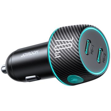 Incarcator JR-CCN02, 2x USB-C, Lumina LED, Quick Charge 3.0, 70W, Negru Incarcator JR-CCN02, 2x USB-C, Lumina LED, Quick Charge 3.0, 70W, Negru