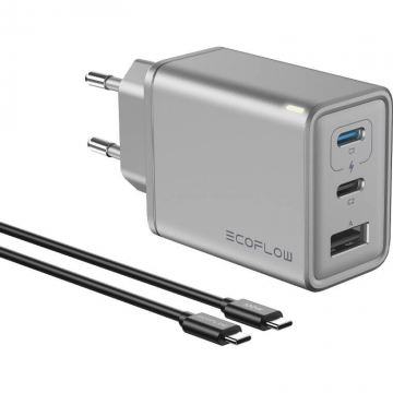 Incarcator Retea RAPID 65W GaN 2x  USB-C USB-A  QC  Gri