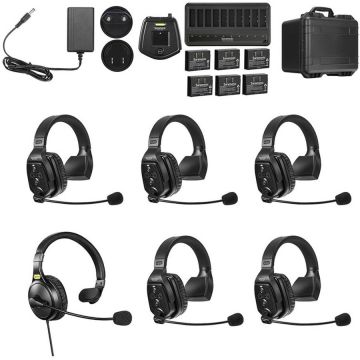 Sistem Intercom Wireless pentru 6 Persoane WiTalk WT6S Full-Duplex 1.9GHz Casti Single-ear Negru